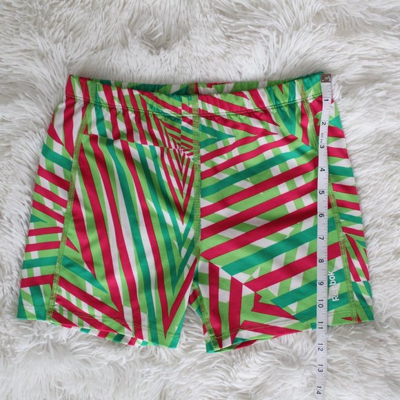 Reebok Girls Athletic Shorts/Spandex Green & Pink Gymnastics Dance Shorts Large - Picture 6 of 7